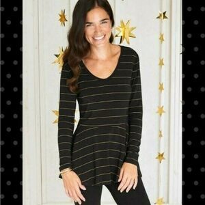 Matilda Jane Striped Black Gold Peplum Top MAMA